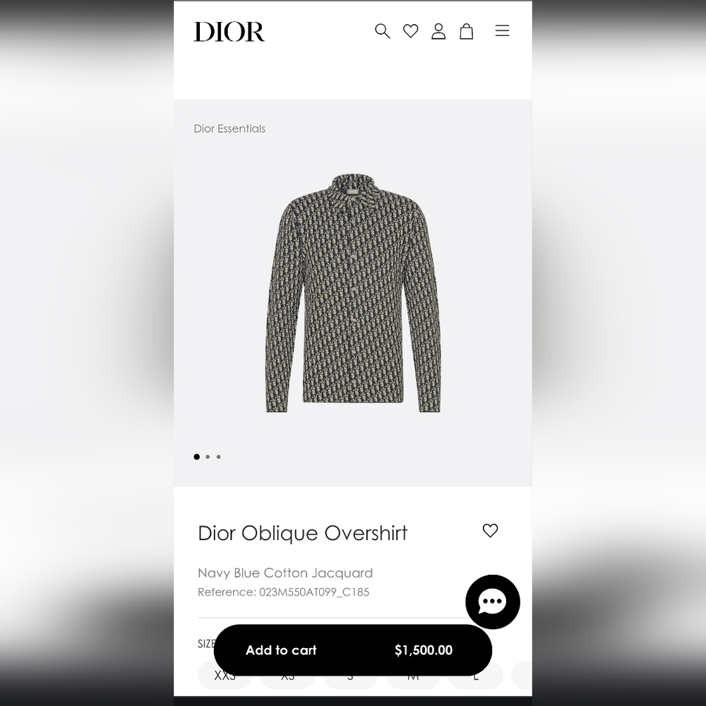 NWT Christian Dior Oblique OvershirtNavy Blue Cotton Jacquard (Shirt/Jacket/Swe